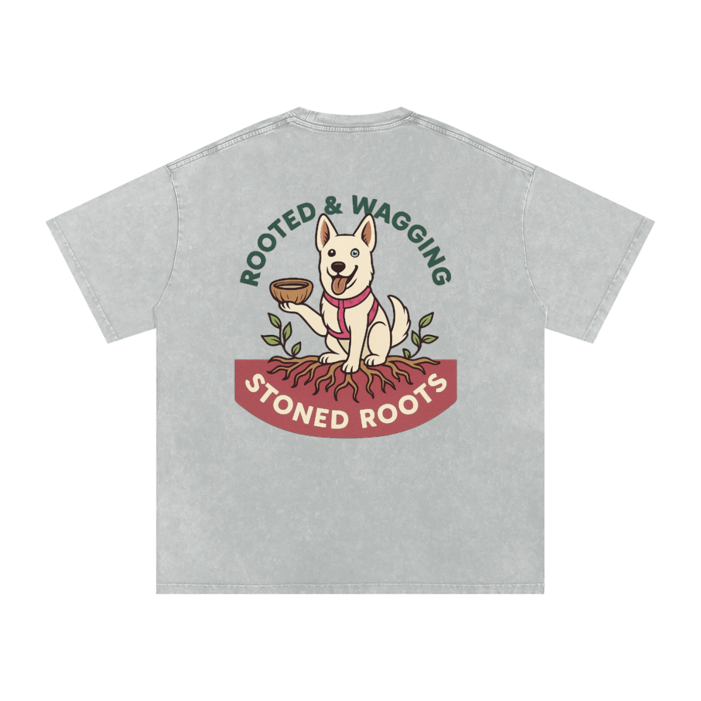 Rooted & Wagging - Snow Washed Oversized Cotton T-Shirt