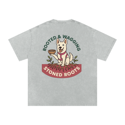 Rooted & Wagging - Snow Washed Oversized Cotton T-Shirt