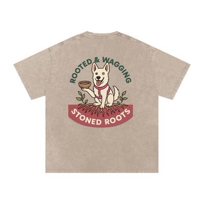 Rooted & Wagging - Snow Washed Oversized Cotton T-Shirt