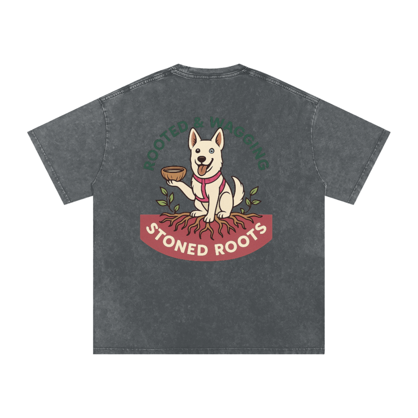 Rooted & Wagging - Snow Washed Oversized Cotton T-Shirt