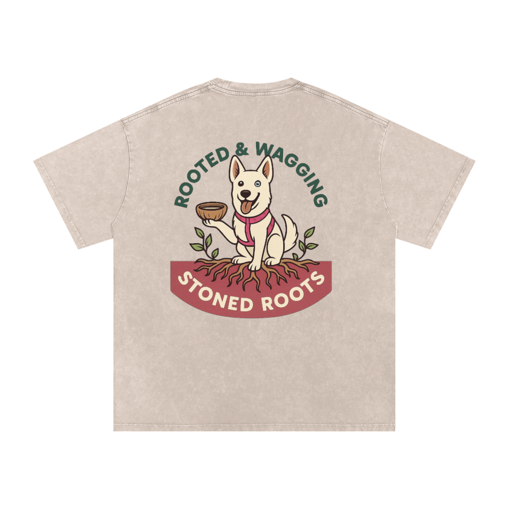 Rooted & Wagging - Snow Washed Oversized Cotton T-Shirt