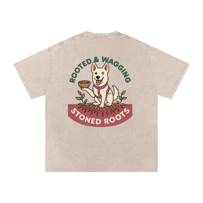 Rooted & Wagging - Snow Washed Oversized Cotton T-Shirt